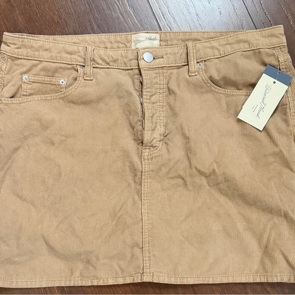 Universal Thread Tan Corduroy Button-Front Skirt